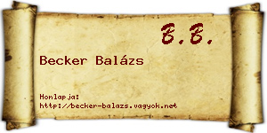 Becker Balázs névjegykártya