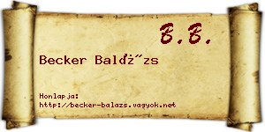 Becker Balázs névjegykártya